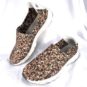Makani Woven Slip-On Shoes Men 9.5 Women 10.5 Camo Brown Hawaiian Beach Vacation